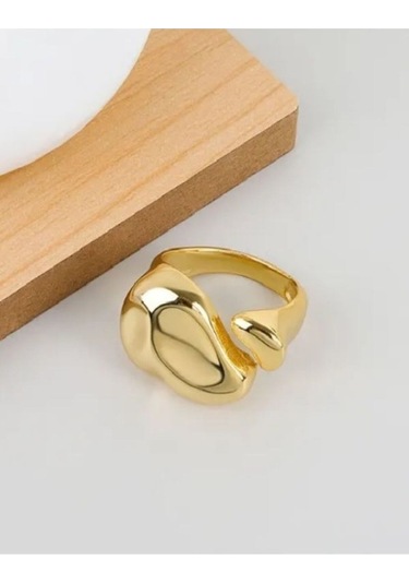 925 Ayar Gümüş Gold Renk Düzensiz Bohem Ayarlanabilir Tarz Yüzük