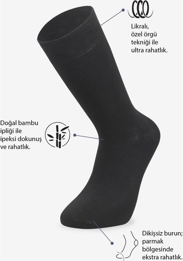 12'li Konsept Koku Yapmayan Erkek Bambu Soket Çorap Dikişsiz Kışlık Mevsimlik