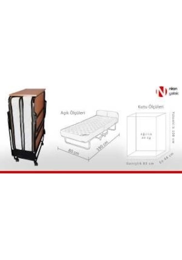 Niron Katlanır Yatak | 80x190 Katlanır Portatif Yatak ve Karyola