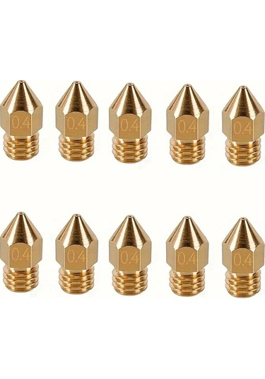 Dashanshop 10 Adet 0.4mm 3d Yazıcı Nozulu Pirinç Mk8 Ekstruder Yüksek Isı Dayanıklı