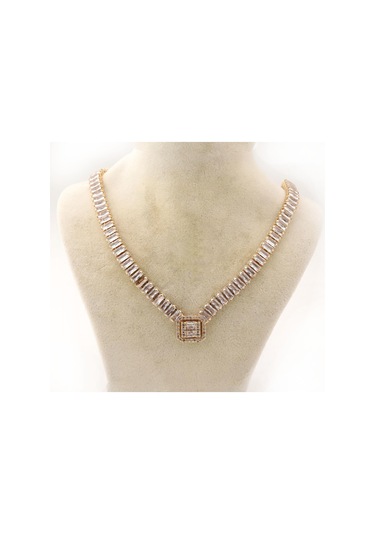 Pigado Paslanmaz Çelik Taşlı Baget Kadın Kolye 001