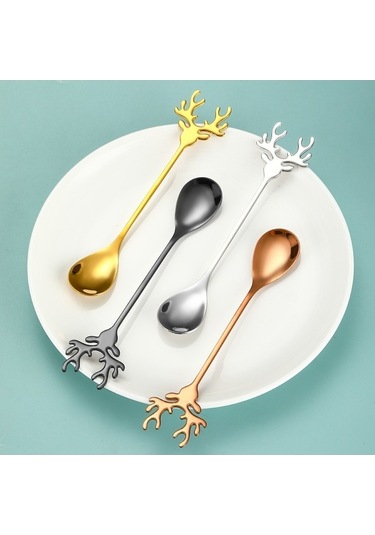 Dancemonkey 4 Adet 14cm 304 Çelik Kahve Kaşığı, Paslanmaz, Pratik Set Çok Renkli