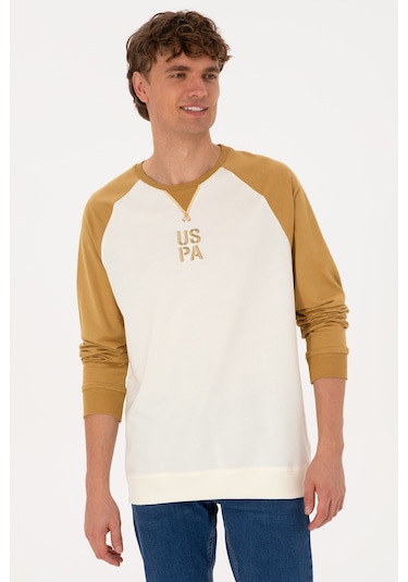 U.S. Polo Assn. Erkek Bisiklet Yaka Regular Fit Haki İnce Sweatshirt 50315420-VR151