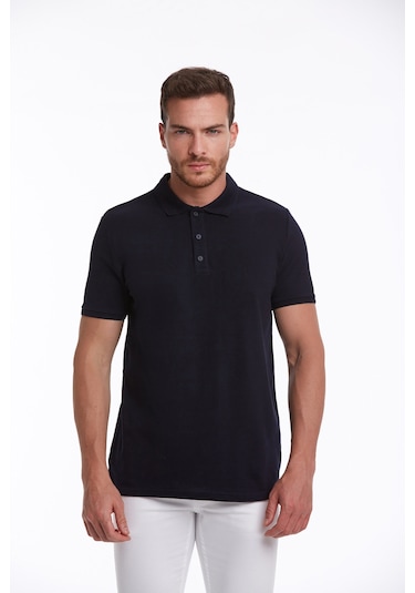 Hatemoğlu 530814658 Regular Fit Pamuk Polo Yaka Erkek Tişört Lacivert