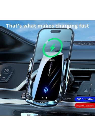 Tongxida 2024 Magic Q95 Kablosuz Şarj Tutucu 15w İndüksiyon Navigasyon Araç Tutucu Otomotiv Cihaz Montaj Siyah