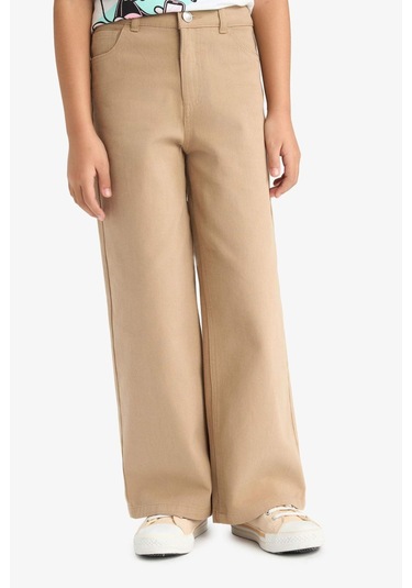 Defacto Kız Çocuk Wide Leg Geniş Paça Pamuklu Pantolon E6188a825aubg656 Bej