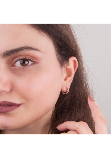 14 Ayar Taşlı Halka Altın Küpe 1,34 Gr-2946