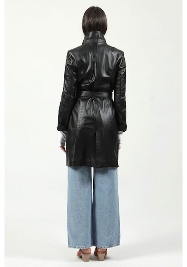 Dericlub Neri Gerçek Deri Kadın Kaban Siyah