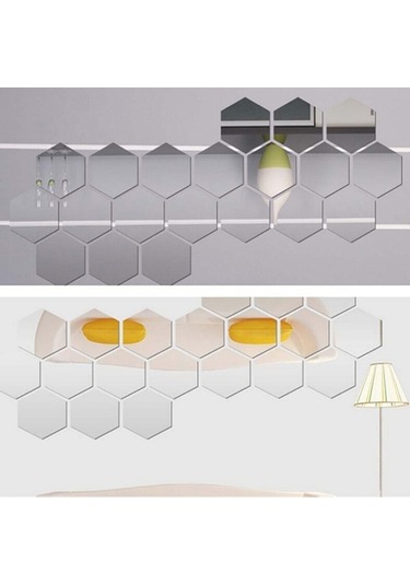 Altıgen Dekoratif Duvar Aynası 12 Parça