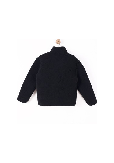 Monox Çocuk Lastik Manşetli Fermuarlı Unisex Kuzu Wellsoft Peluş Ceket Siyah