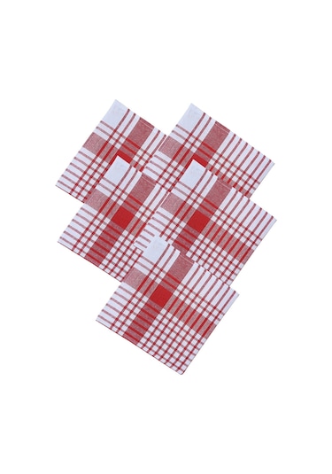 5 Li Mutfak Kurulama Bezi Alman Peçetesi 100 Pamuklu Kırmızı