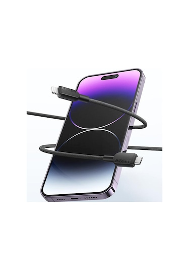 Anker Mfi Type-c - 8 Pin Hızlı Şarj Örgülü Kablo, Renk: 1,8m Siyah