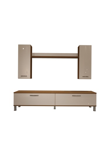 Decoraktiv Eko 7 Slm Std Krom Ayaklı Tv Ünitesi Tv Sehpası Ceviz - Beyaz