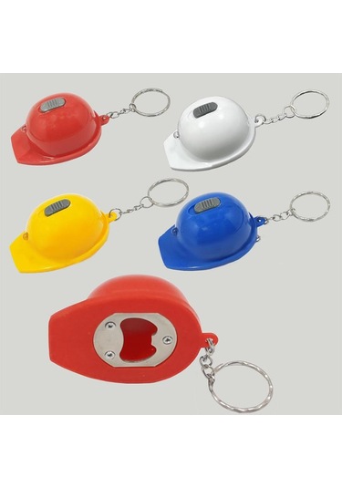 Mavi Mini Led Kask Bira Şişe Açacağı Mutfak Alet Aksesuarları Anahtarlık Kolye Mavi