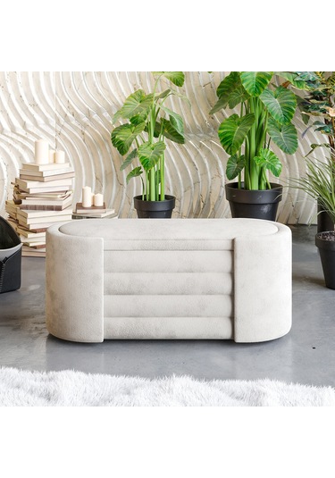 Rosita Sandıklı Bench Şıklık Ve Pratikliğin Mükemmel Uyumu, Modern Puf KREM