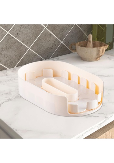 Suntek Turntable Organizasyon Çok Hamlı Baharat Rafı Kabine Beyaz