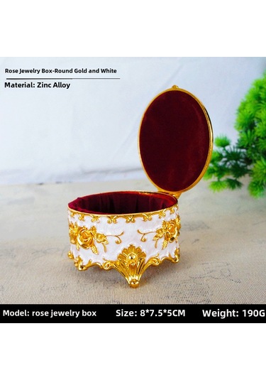 Springsun Yüksek Kaliteli Metal Teknolojiyle Kaplı Renkli Gül Desenli Dairesel Mücevher Kutusu - Ev Dekoru Ve Mücevher Saklama - 8x7.5x5 Cm