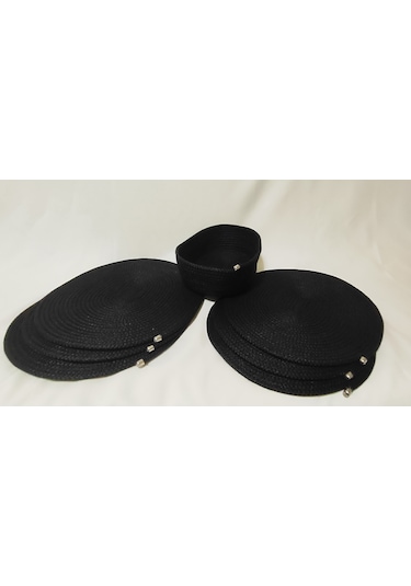 Kordon İpten Oval 6lı Supla Takımı Ve Ekmeklik Siyah