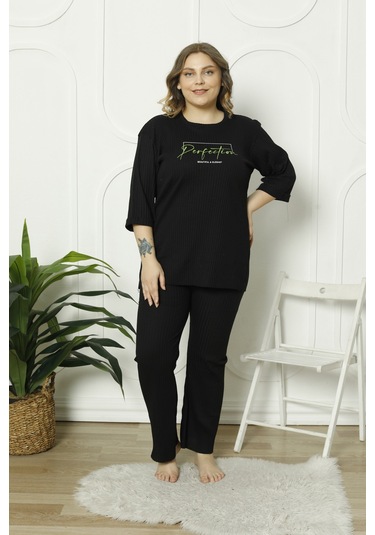 Fames Pijama Büyük Beden Mevsimlik Pijama Takimi Siyah