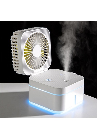 Springsun Usb Büyülü Küp Katlanır Fan + Nemlendirici Sessiz, Taşınabilir, Led Gece Lambası