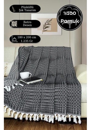 Battaniye Pamuk Riona 180x200 Cm Siyah