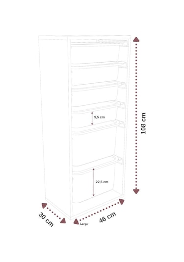 %100 Mdf - Large Mono 6 Sepetli Oyuncak Dolabı Beyaz