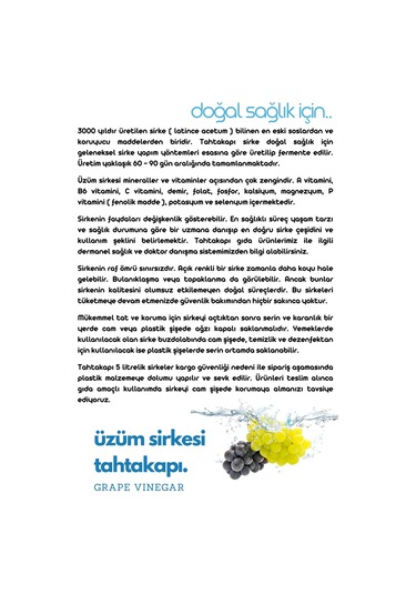 Tahtakapı Üzüm Sirkesi 5 L