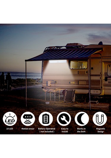 Yunboo 10 Led Hareket Sensörlü Led Işık Şeridi, Manyetik, Batarya İle Çalışır, 4 Adet, Araç, Kamp, Ev İçin Otomatik Aç-kapat, Enerji Tasarruflu Beyaz