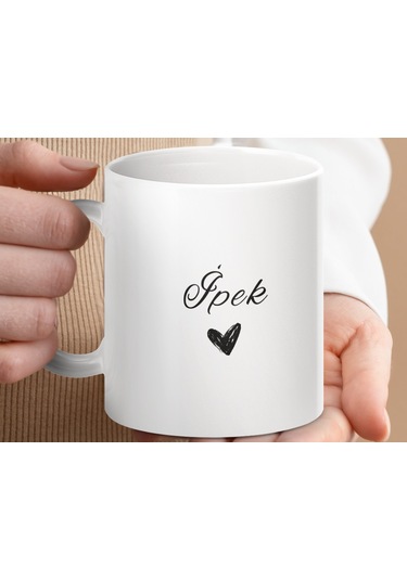 İpek İsimli Kupa Bardak, İsimli Bardak, Hediye Kupa Bardak, Kahve Kupa Bardak Beyaz