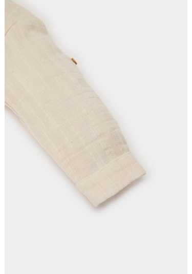 DeFacto Erkek Bebek 2'li Takım Uzun Kollu Gömlek Beli Lastikli Pantolon E5317A525SPER98 Ekru