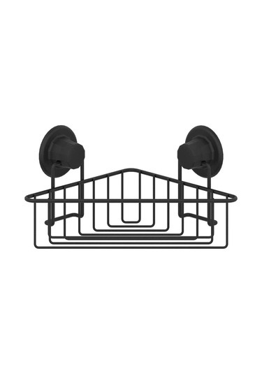 Vakumlu Banyo Duvar Rafı Şampuanlık Köşe Rafı Siyah S251 Siyah