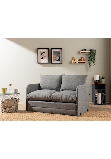 Pafu Saga İkili Katlanır Yataklı Koltuk Keten Açık Gri