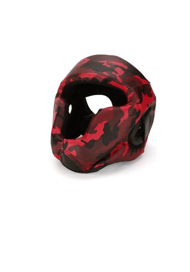 Titan Sport Yüz Korumalı Boks Kaskı , Kırmızı Siyah Kamuflaj Desenli Model Kırmızı - Siyah
