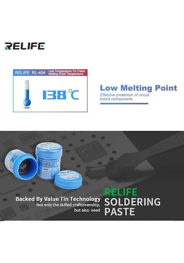 Relıfe Rl-404 Krem Lehim Solder Paste 40G 138°C Düşük Kaynama
