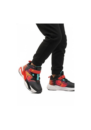 Marcokids Siyah Kırmızı Cırtlı Hafif Esnek Erkek Çocuk Spor Ayakkabı 161-t5411102 F Siyah-kırmızı