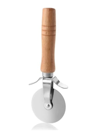 3b Trend Bambu Saplı Pizza Hamur Kesici 17 Cm Çelik Pizza Kesici