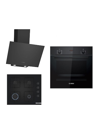 Bosch HBF512BB1T - POP6C6P30O - DWK64PJ60T Siyah Ankastre Set