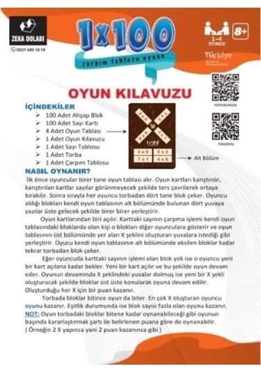 1 X 100 Çarpım Tablosu - Çarpma - Oyun - Ahşap Oyuncak - Matema