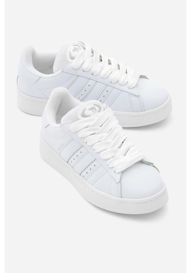 Termo Taban Yanı Şeritli Bağcıklı Kadın Beyaz Spor Ayakkabı Tbzer005 Beyaz