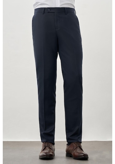Koyu Lacivert Düz Gabardin Esnek Yan Cep Slim Fit Classic Pantolon 1003245209 200 Koyu Lacivert