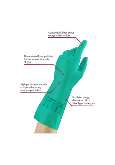 Ansell Ansell Alphatec Solvex 676 Eldiven, 9 Beden, Nitril 318484304