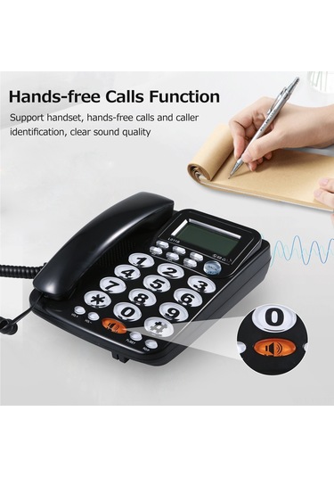 Yunboo Büyük Tuşlu, Hafızalı, Alarmlı Masaüstü Sabit Telefon - 5 Seviye Ekran Parlaklığı