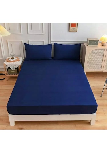 Ranforce Kumaştan Lacivert Renkli Tek Kişilik Çarşaf Takımı