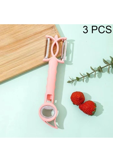 3 Pcs 7 Arada 1 Çok Fonksiyonlu Peeling Şişe Açıcı Piner Grater Açıcı Pembe Diğer