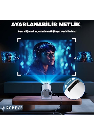 Robeve Mini Projeksiyon Taşınabilir Projeksiyon Cihazı Hd