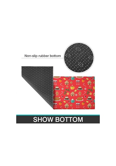 2'li Noel Desenli Mutfak Paspası Seti, Kaymaz Ve Yorgunluk Önleyici Halı Noel Yiyecek Ve İçecek
