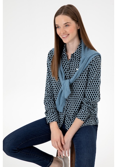 U.s. Polo Assn. Kadın Lacivert Gömlek Desenli 50317243-vr033 Lacivert