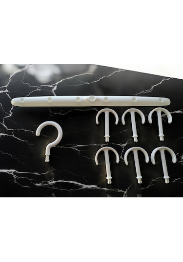 12 Kancalı Çok Amaçlı 360 Döner Başlıklı Dolap İçi Beyaz Askı Beyaz