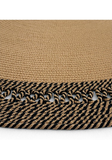 Cool Halı Luke 866 Siyah Oval Halı Paspas Örgü Hasır Kilim Yolluk Bohem Mutfak Balkon Banyo Halısı