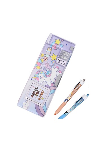 Pratik Ve Şık Çift Taraflı Hesap Makinesi İle Kırtasiye Organizer Çok Amaçlı Okul Ofis Malzemeleri Saklama Kutusu Kırmızı